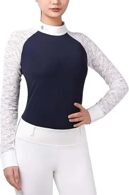 Women's Equestrian Show Shirt with Lace Raglan Sleeves
