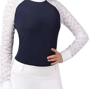 Women's Equestrian Show Shirt with Lace Raglan Sleeves
