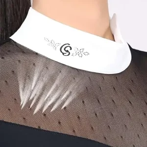 Alternative view of High Collar Mesh Spliced Equestrian Shirt